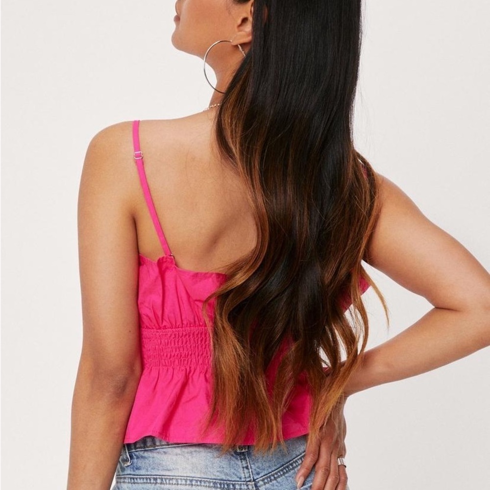NWT Nasty Gal Hot pink Peplum Cami tank top size 8 - Picture 4 of 12
